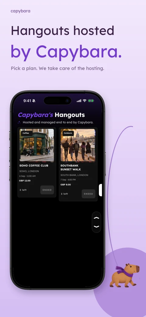 Capybara hosted-hangouts screenshot from the App Store